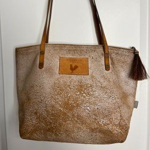 Meanwhile Back On The Farm White Birch Leather Shoulder Bag